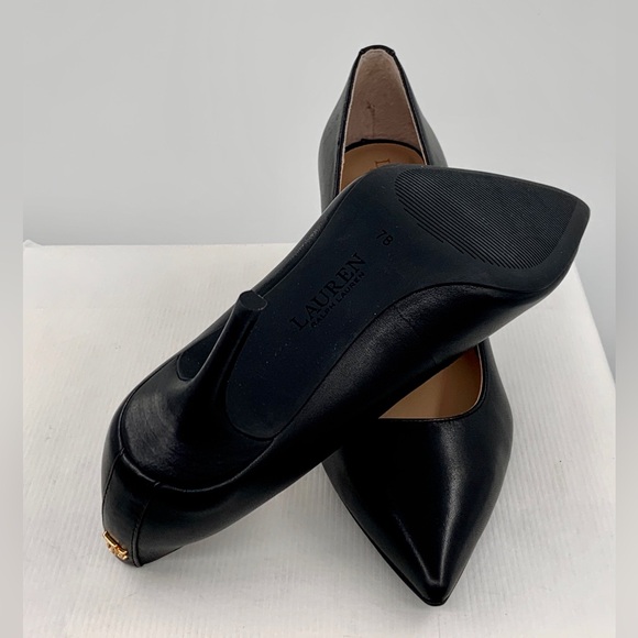 NWT Lauren Ralph Lauren Women’s Black Leather Point Toe High Heel Shoes - Picture 12 of 13